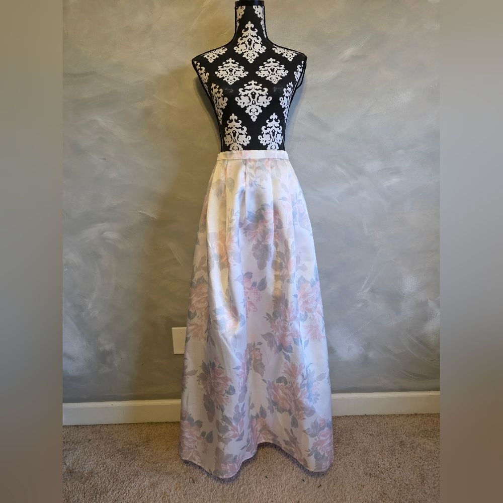 Floral Mikado Sateen Pastal Lined Skirt Sz 7